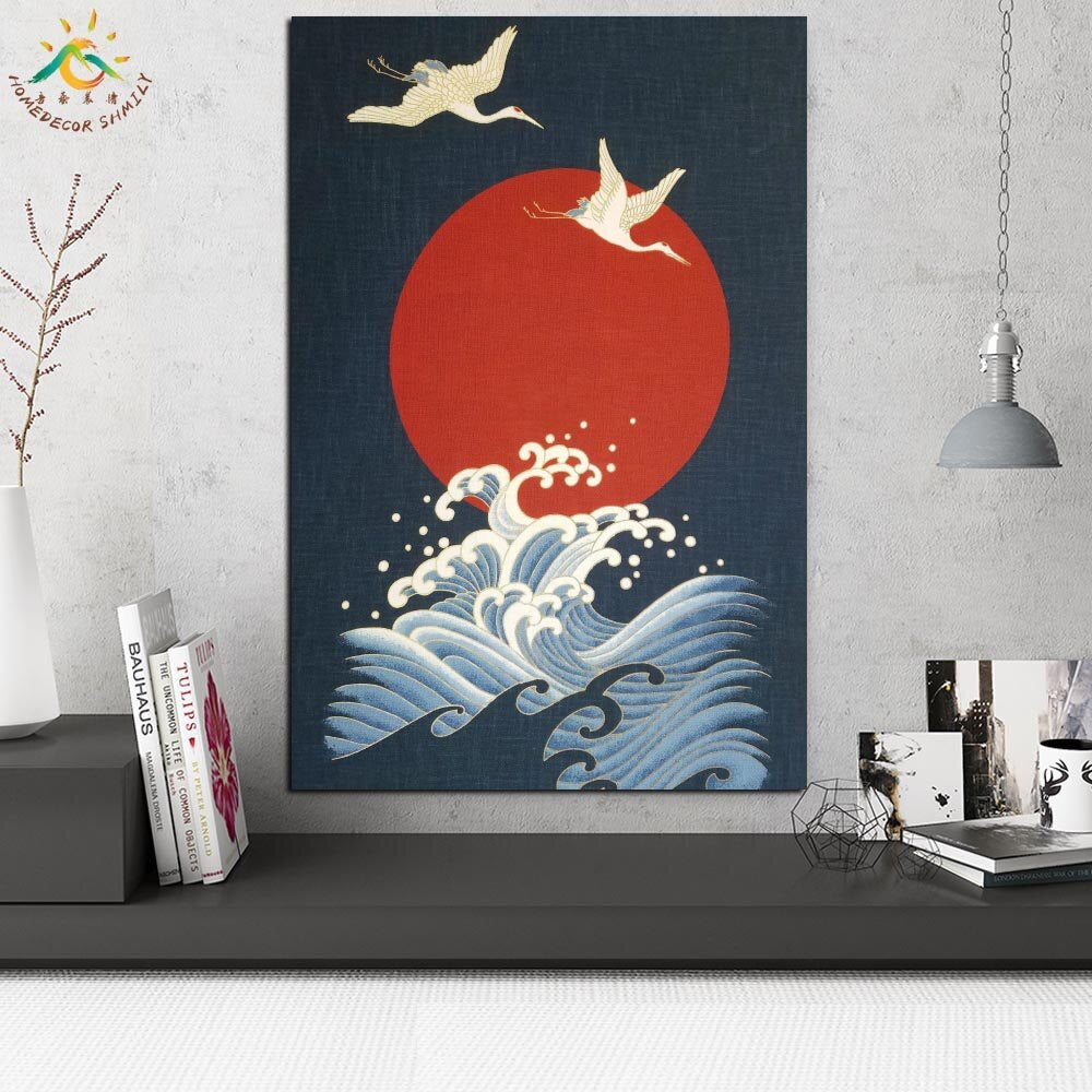 Flying Red-crowned Crane Wall Art Canvas Prints Painting Frame Scroll Painting Wall Poster Decorative Picture Art Print painting