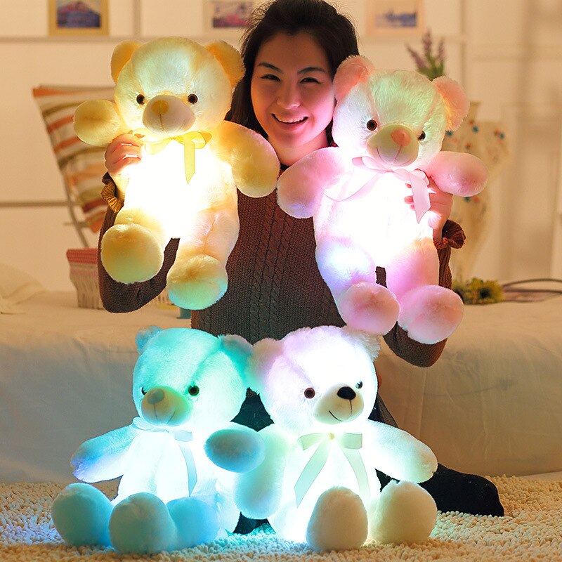 Luminous 30/50/80cm Creative Light Up LED Teddy Bear Stuffed Animal Plush Toy Colorful Glowing Teddy Bear Christmas Gift for Kid