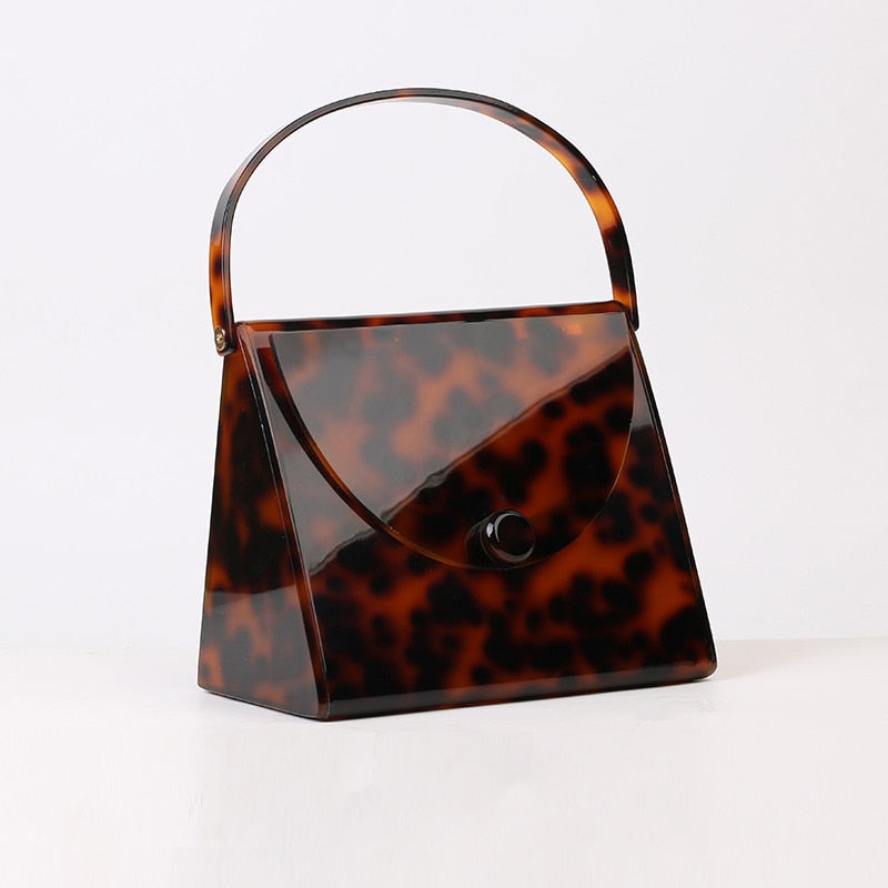 New Fashion Brand Leopard Acrylic Bag Women Classic Tortoise Print Handbags Party Prom Evening Bags Clutches Ladies Wallet