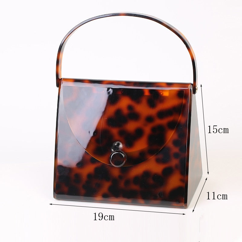 New Fashion Brand Leopard Acrylic Bag Women Classic Tortoise Print Handbags Party Prom Evening Bags Clutches Ladies Wallet