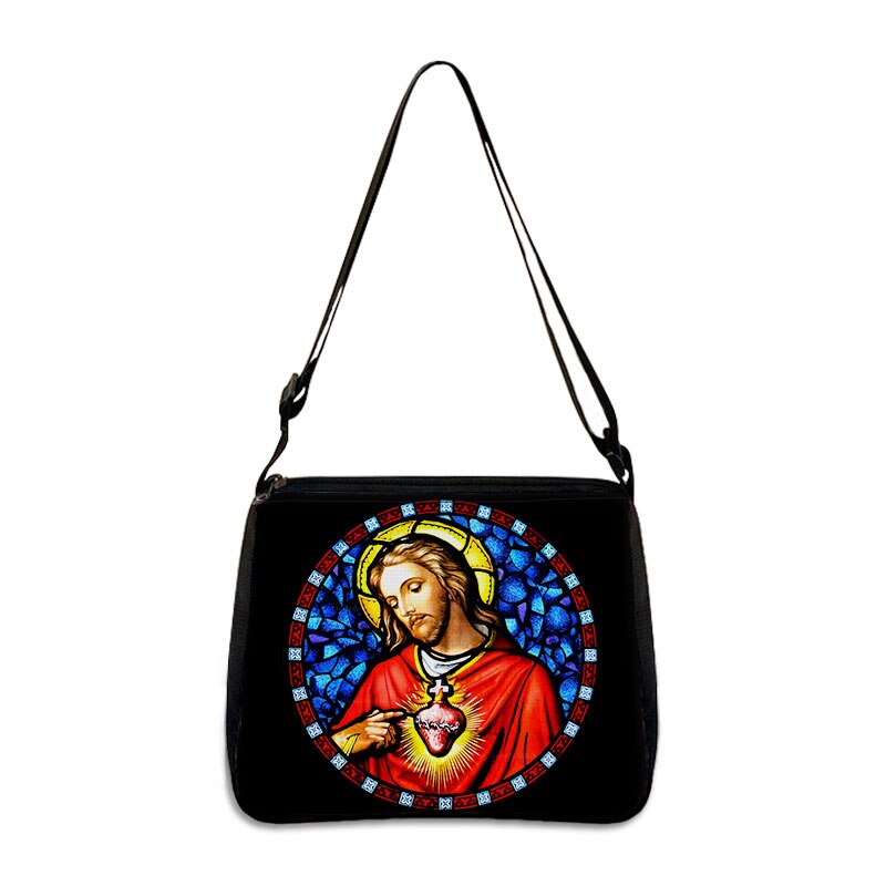 Holy Mary and Jesus Painting Print Handbags Vintage Women Canvas Shoulder Bag Leisure Clutch Ladies Portable Messenger Hobo Bags