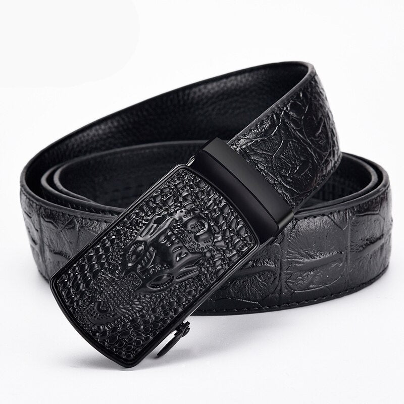 Belt men's leather automatic buckle business casual High-quality crocodile pattern leather belt with automatic dropshipping