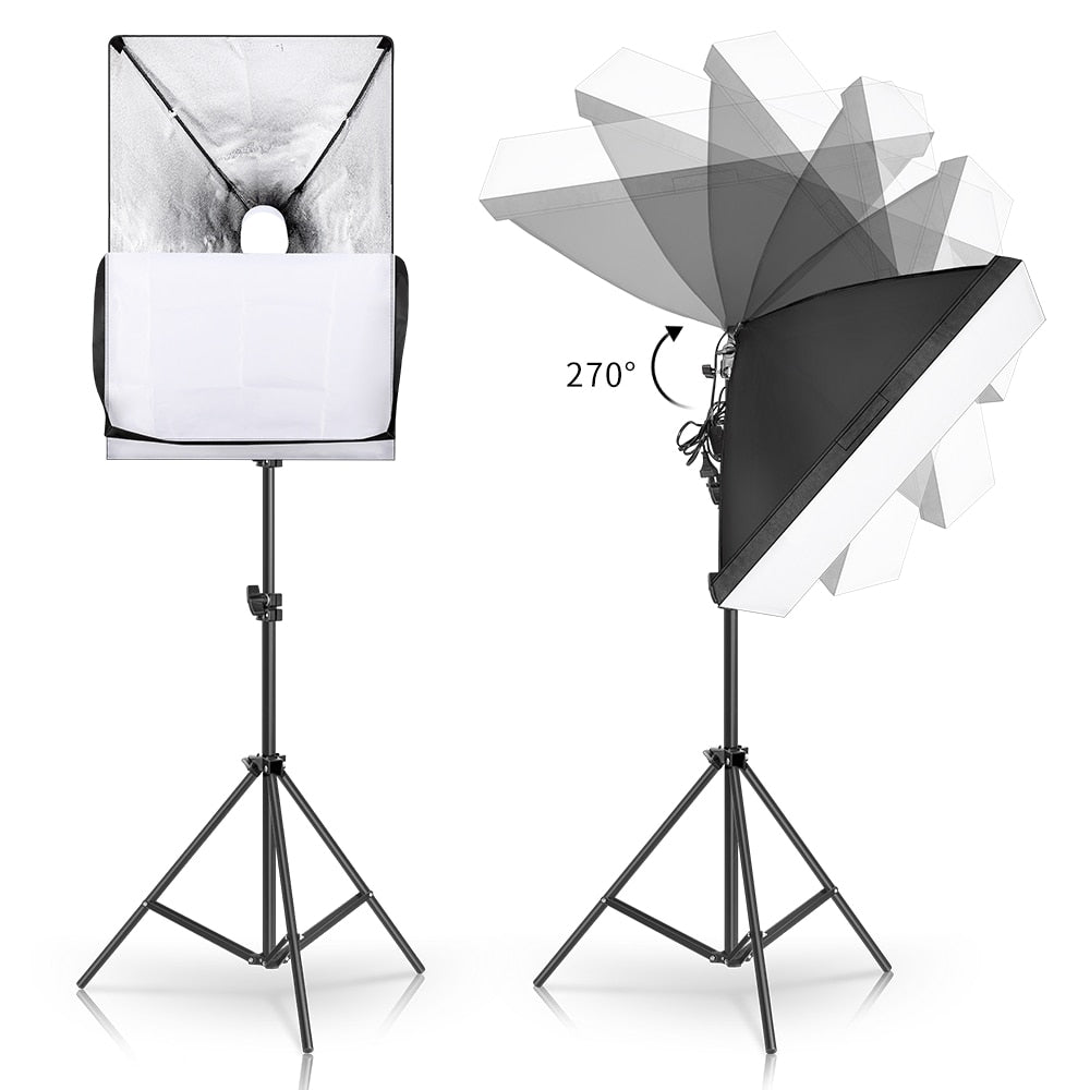 Studio Kit Photo Softbox Light Box Lighting Single Led Lamp with Tripod Photography Shooting Soft Box Flash E27 Accessories