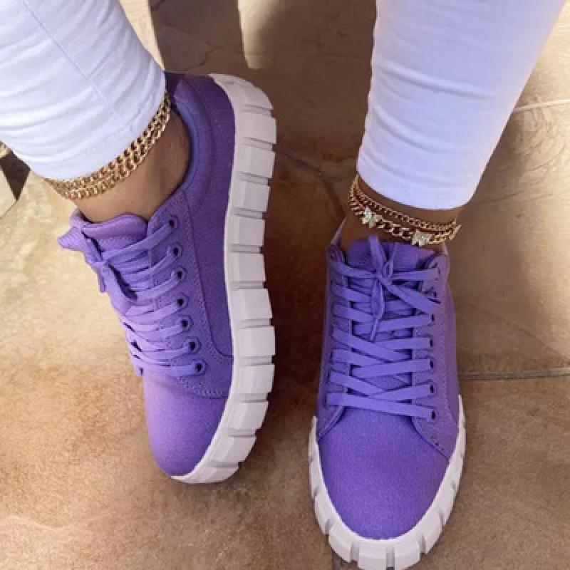 Summer Sneaker Women Shoes Flat Casual Thick Bottom Lace-Up Ladies Vulcanized Solid Color Multicolor Shallow Female Sneaker 2023