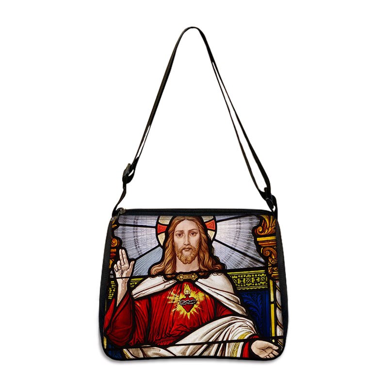 Holy Mary and Jesus Painting Print Handbags Vintage Women Canvas Shoulder Bag Leisure Clutch Ladies Portable Messenger Hobo Bags