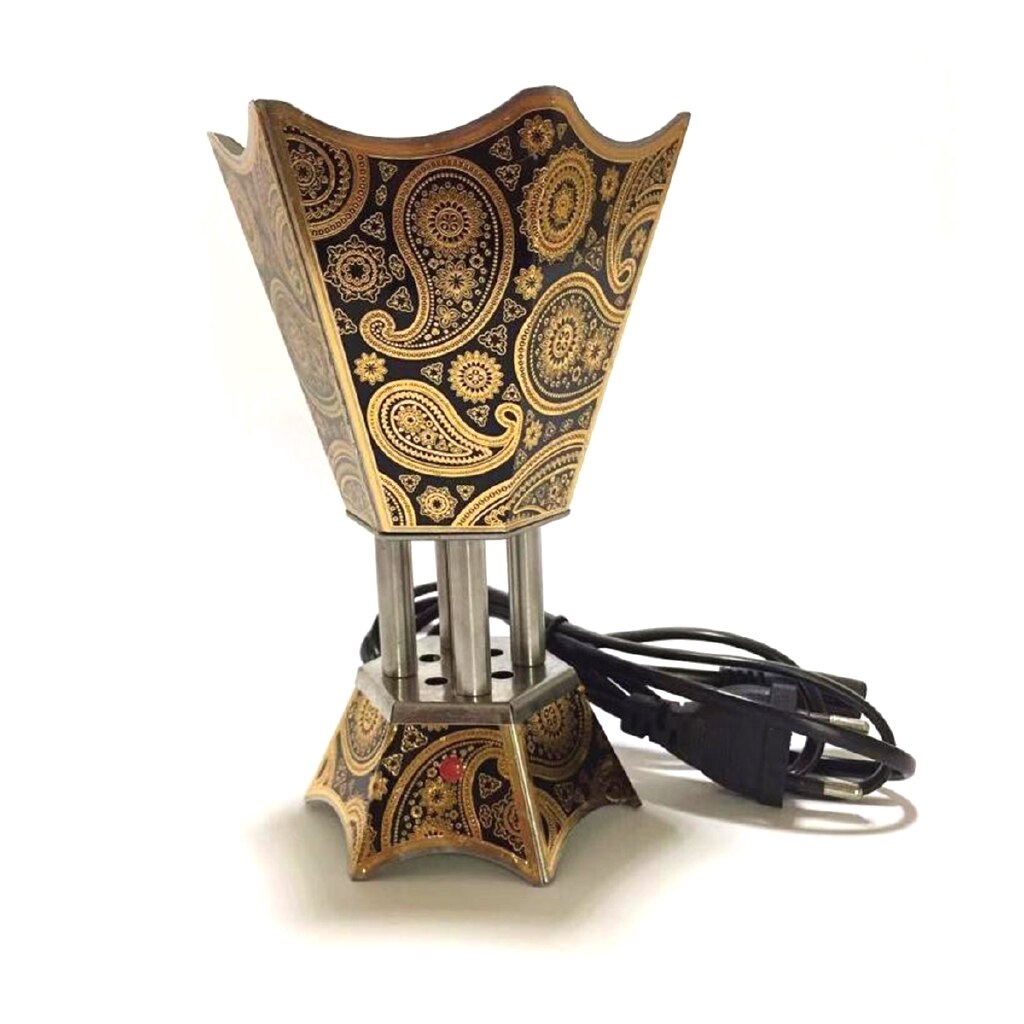 220V Incense Burner Arabian Islamic Style Mini Electric  Burner Incense Bakhoor  Square Pearl incense Electric Metal Positive