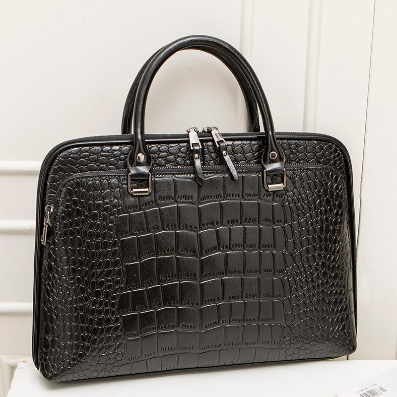 Fashion Women's PU Leather Briefcase For 13.3" 14.1 Inch Laptop Handbag Girls Shoulder Bags Woman Work Office Leather Handbags