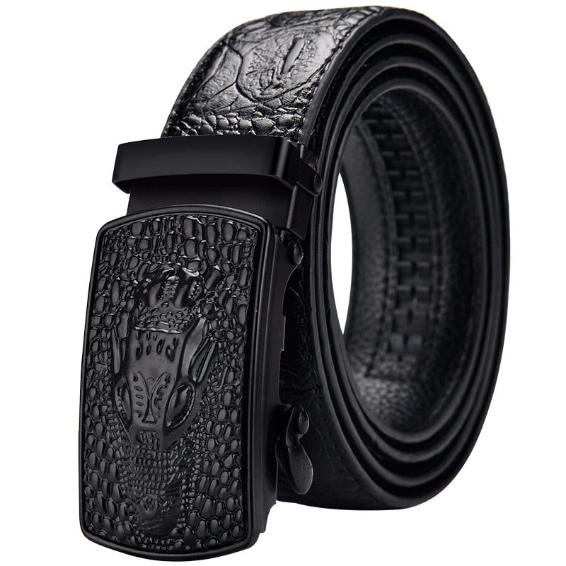Belt men's leather automatic buckle business casual High-quality crocodile pattern leather belt with automatic dropshipping