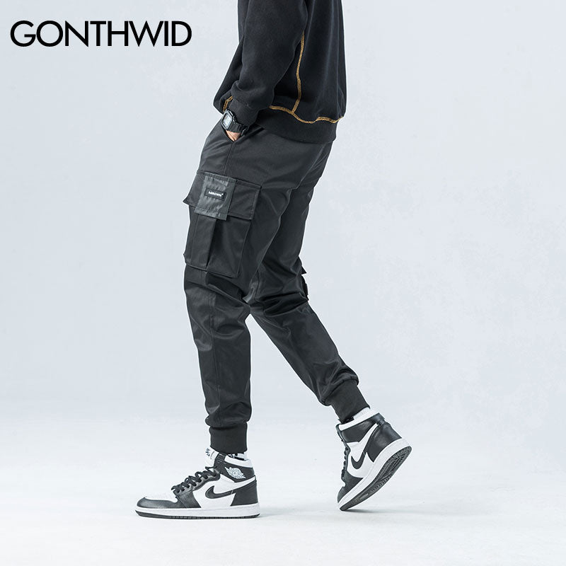 Gonthwid Side Rits Zakken Cargo Harem Joggers Broek Mannen 2023 Hip Hop Casual Harajuku Streetwear Sweatpant Broek Mannelijke Broek