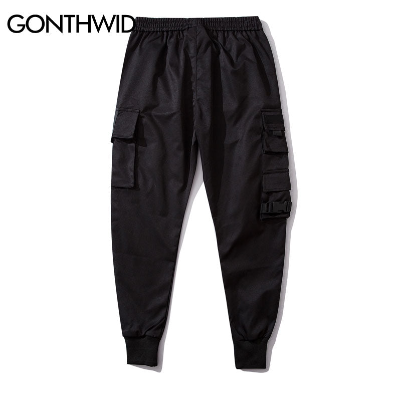 Gonthwid Side Rits Zakken Cargo Harem Joggers Broek Mannen 2023 Hip Hop Casual Harajuku Streetwear Sweatpant Broek Mannelijke Broek