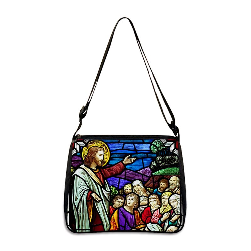 Holy Mary and Jesus Painting Print Handbags Vintage Women Canvas Shoulder Bag Leisure Clutch Ladies Portable Messenger Hobo Bags