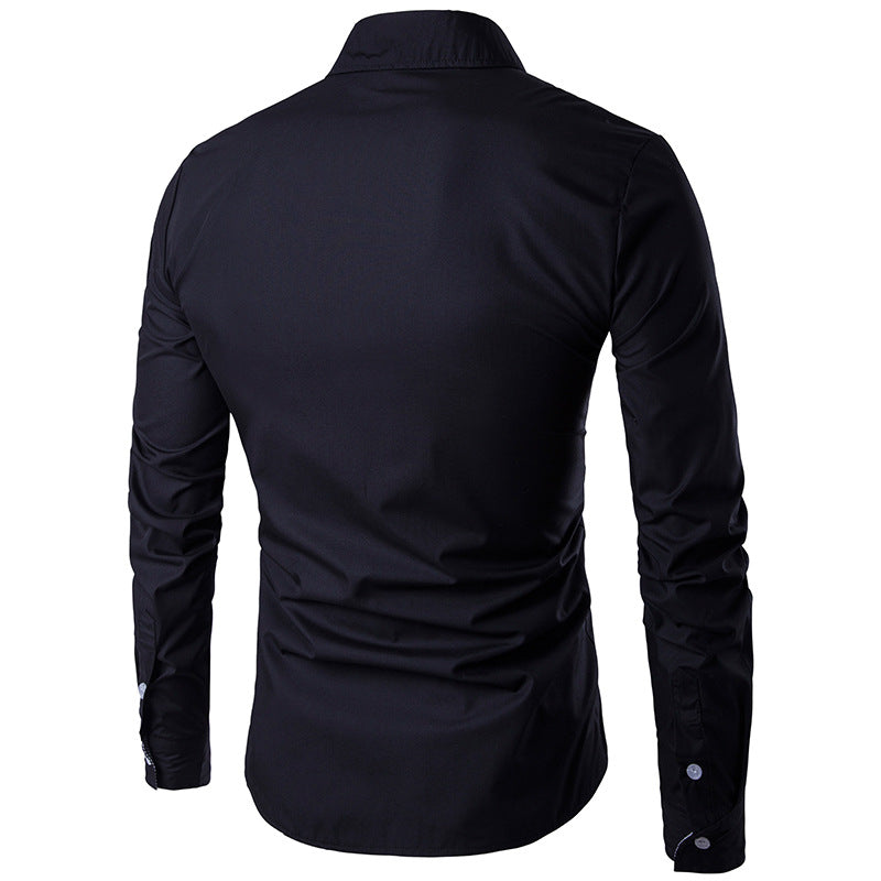 Men's Shirt Men's Long Sleeve Dragon Print Long Sleeve Slim Fit Shirt