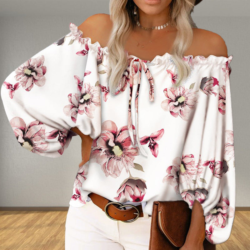 Women's Off-neck Loose Printed Top