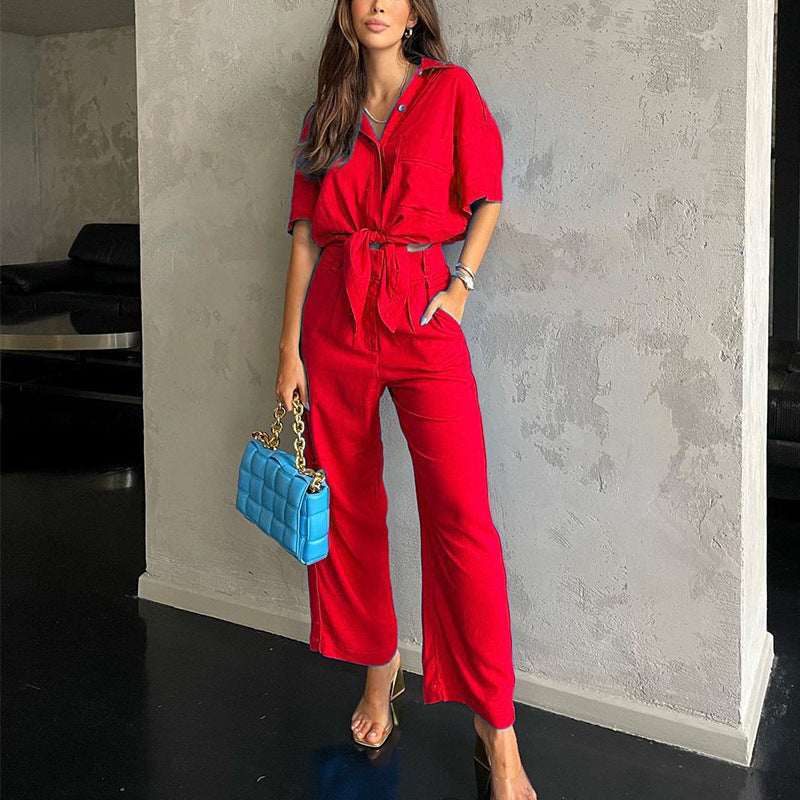 Women's Short Sleeve Loose Top Suit