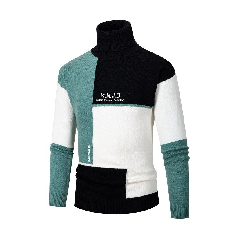 Amazon AliExpress Autumn And Winter New Men's Turtleneck Sweater Fashion Trend Square Korean Style Simple Top For Men