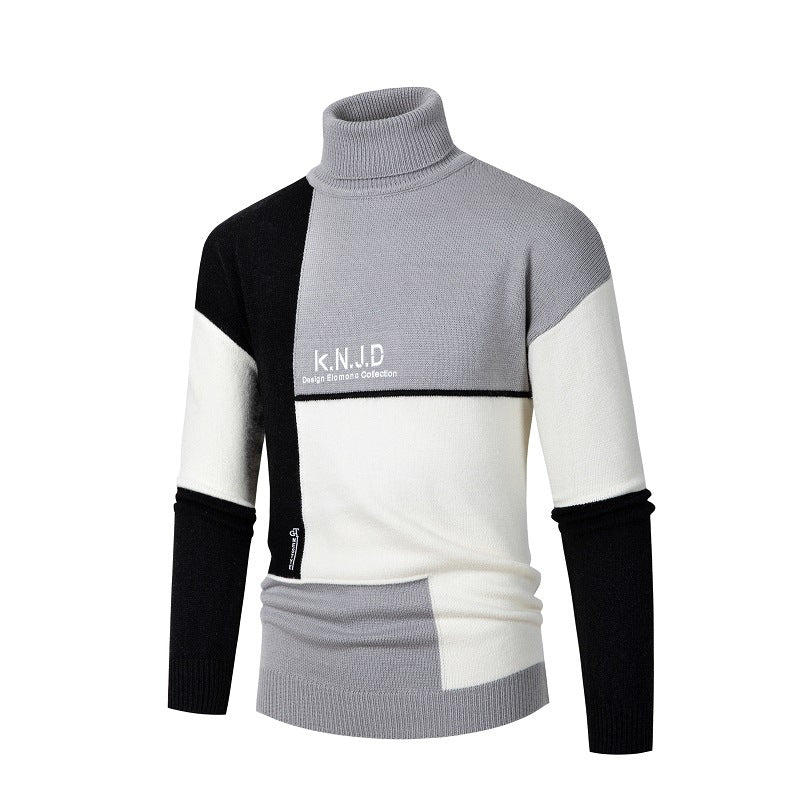 Amazon AliExpress Autumn And Winter New Men's Turtleneck Sweater Fashion Trend Square Korean Style Simple Top For Men