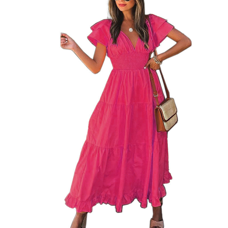 Women's Fashion Short Sleeve Midi Dress