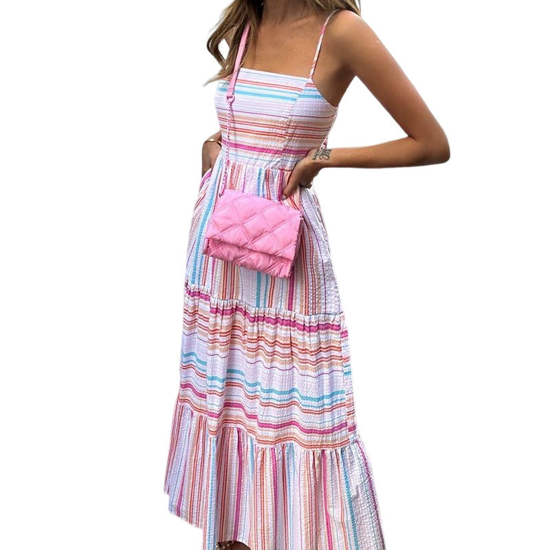 Vertical Striped High Elastic Comfortable Tube Top Dress