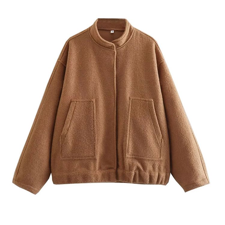 Nlzgmsj TRAF 2023 Spring Warm Gray Jacket Women Outerwear With Button Autumn Bomber Jacket Coat Women Winter Coat Top women