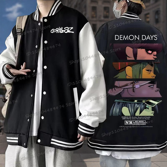 Gorillaz Rock Band Y2K Baseball Jacket for Fans
