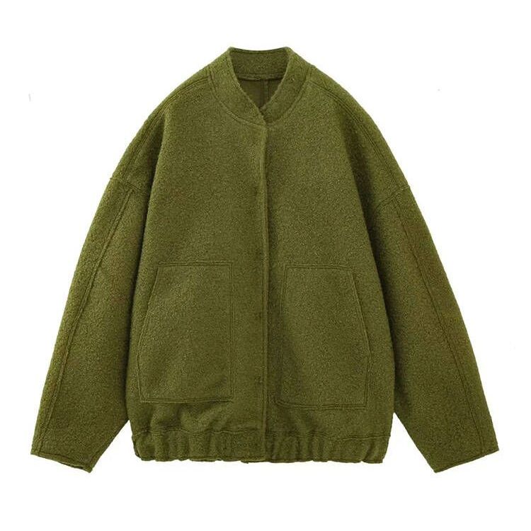 Nlzgmsj TRAF 2023 Spring Warm Gray Jacket Women Outerwear With Button Autumn Bomber Jacket Coat Women Winter Coat Top women