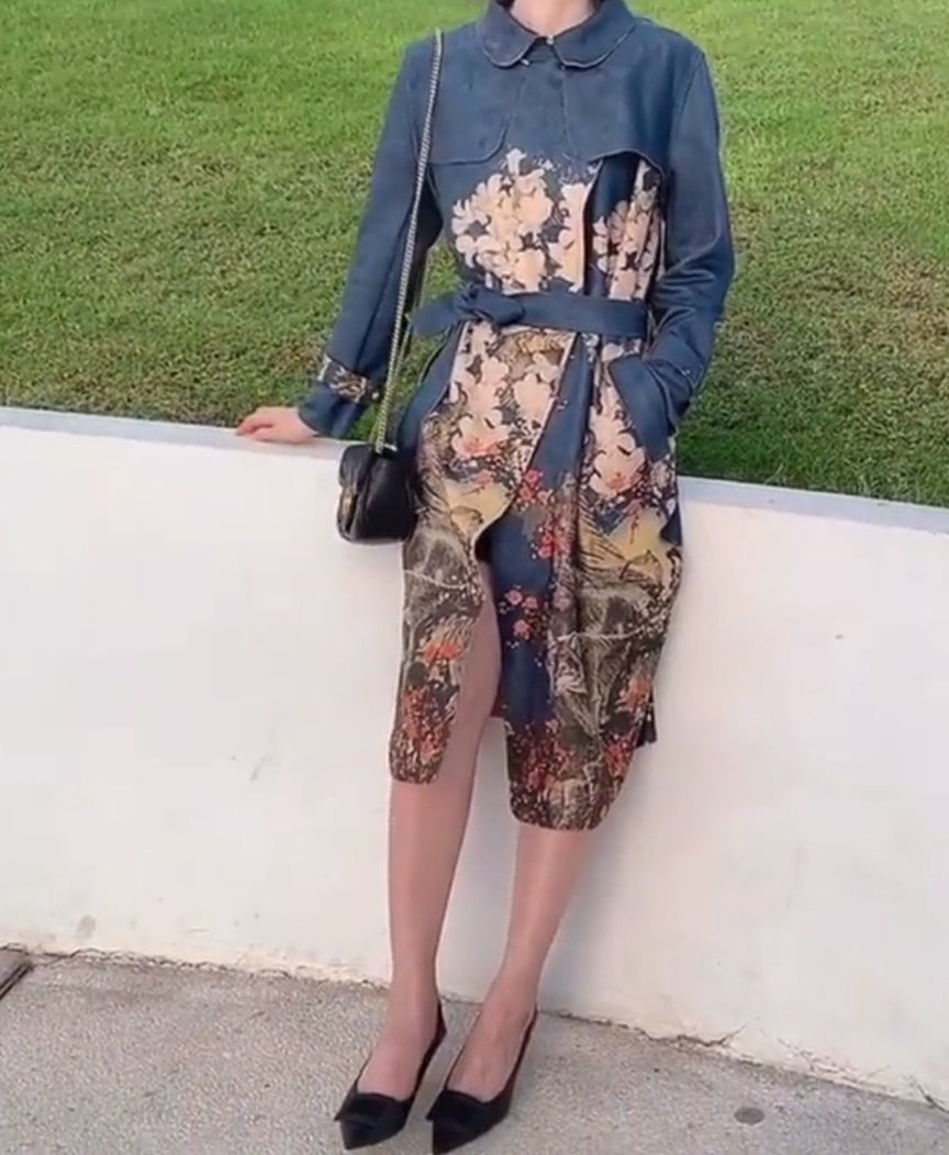 New belt autumn and winter suede long-sleeved Trench Women's coat