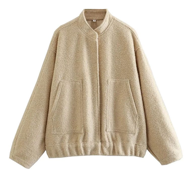 Nlzgmsj TRAF 2023 Spring Warm Gray Jacket Women Outerwear With Button Autumn Bomber Jacket Coat Women Winter Coat Top women