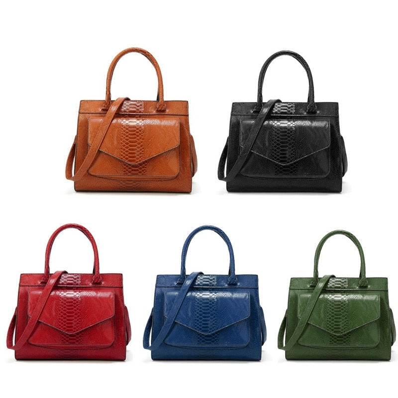 New Fashion Woman Bag Luxe cuir Serpentine Women's leather Handbags With pouch Ladies Trunk Tote bolsos Women messenger bag