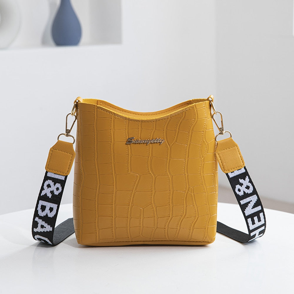 Crocodile Messenger Bags For Women Luxury High Quality Ladies Handbags Bucket Bag Pu Leather Crossbody Shoulder Bag Female