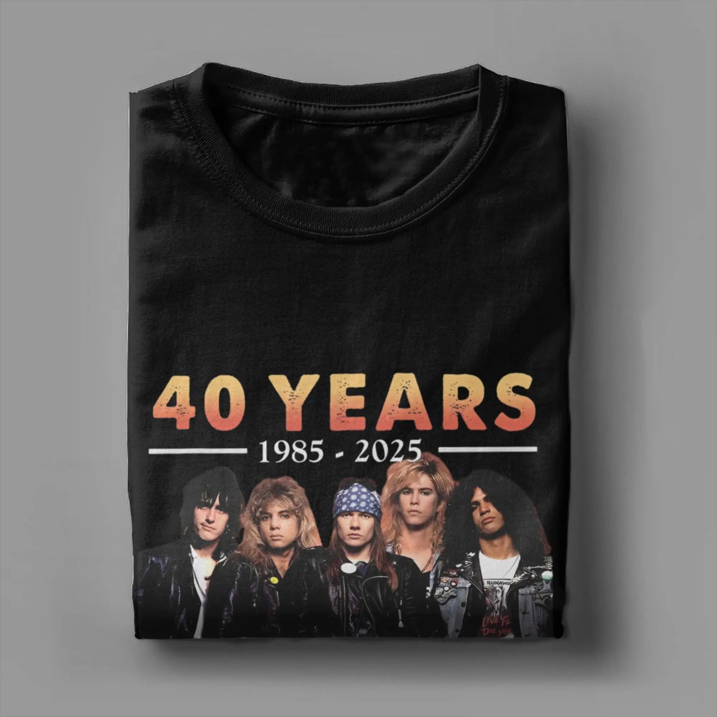 Print Guns N Roses Band Rock 40 years 2025  Tee T Shirt Pure Cotton