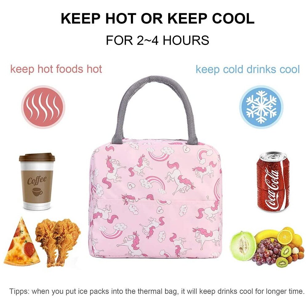 Portable Thermal Insulated Bag Lunch Box for Women Children Portable Cooler Handbags Bear Print Ice Pack Tote Food Picnic Bags