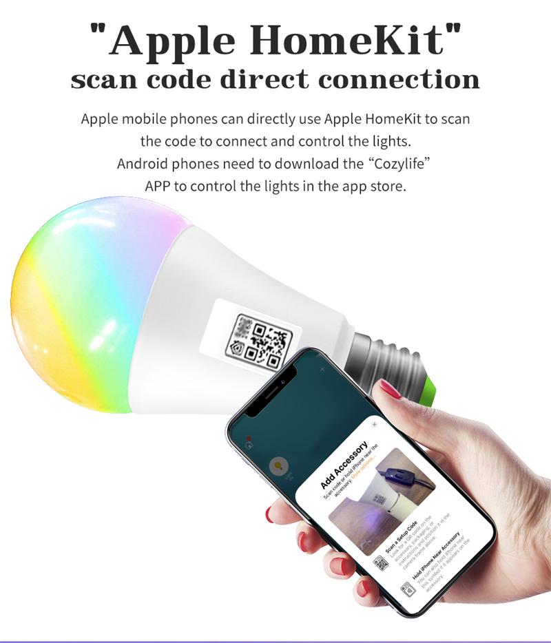 RSH Apple Homekit Cozy Life APP Control WIFI Smart LED Light Bulb E27 E14 GU10 LED Lamp 100-240V Apple Siri Voice Control
