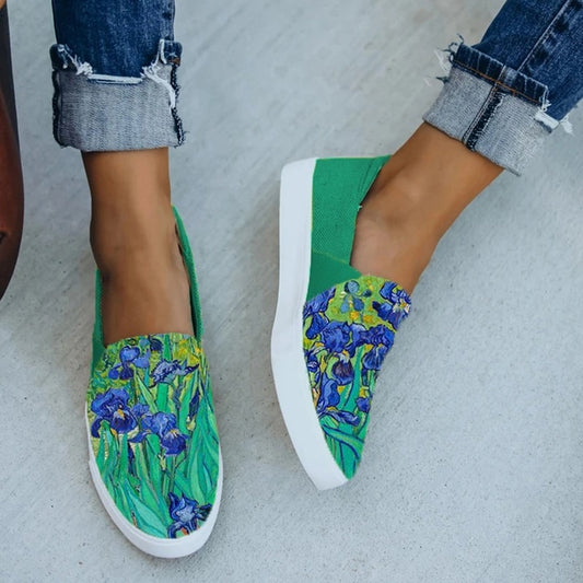 2022 Ladies Color Printing Fashion All Match Flat Shoes Canvas Gladiator Shoes Ladies Casual Beach Office Women Shoes Adult