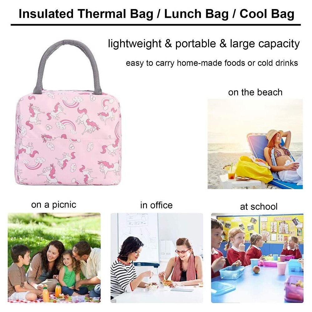 Portable Thermal Insulated Bag Lunch Box for Women Children Portable Cooler Handbags Bear Print Ice Pack Tote Food Picnic Bags
