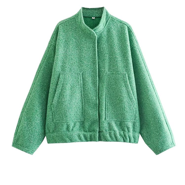 Nlzgmsj TRAF 2023 Spring Warm Gray Jacket Women Outerwear With Button Autumn Bomber Jacket Coat Women Winter Coat Top women