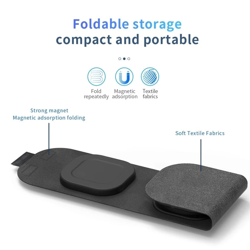 3 In 1 Magnetic Wireless Charger Pad For iPhone 14 13 12 Pro Max Apple Watch 8 7 Airpods Foldable 15W Fast Charging Dock Station