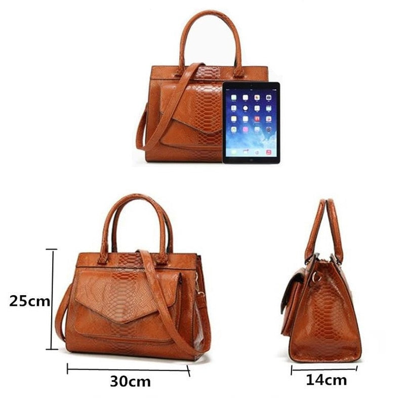 New Fashion Woman Bag Luxe cuir Serpentine Women's leather Handbags With pouch Ladies Trunk Tote bolsos Women messenger bag