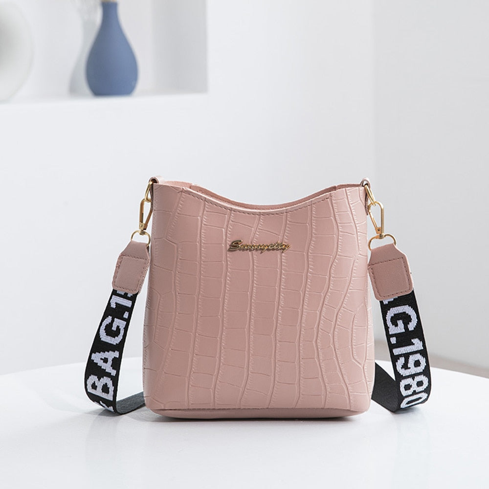 Crocodile Messenger Bags For Women Luxury High Quality Ladies Handbags Bucket Bag Pu Leather Crossbody Shoulder Bag Female
