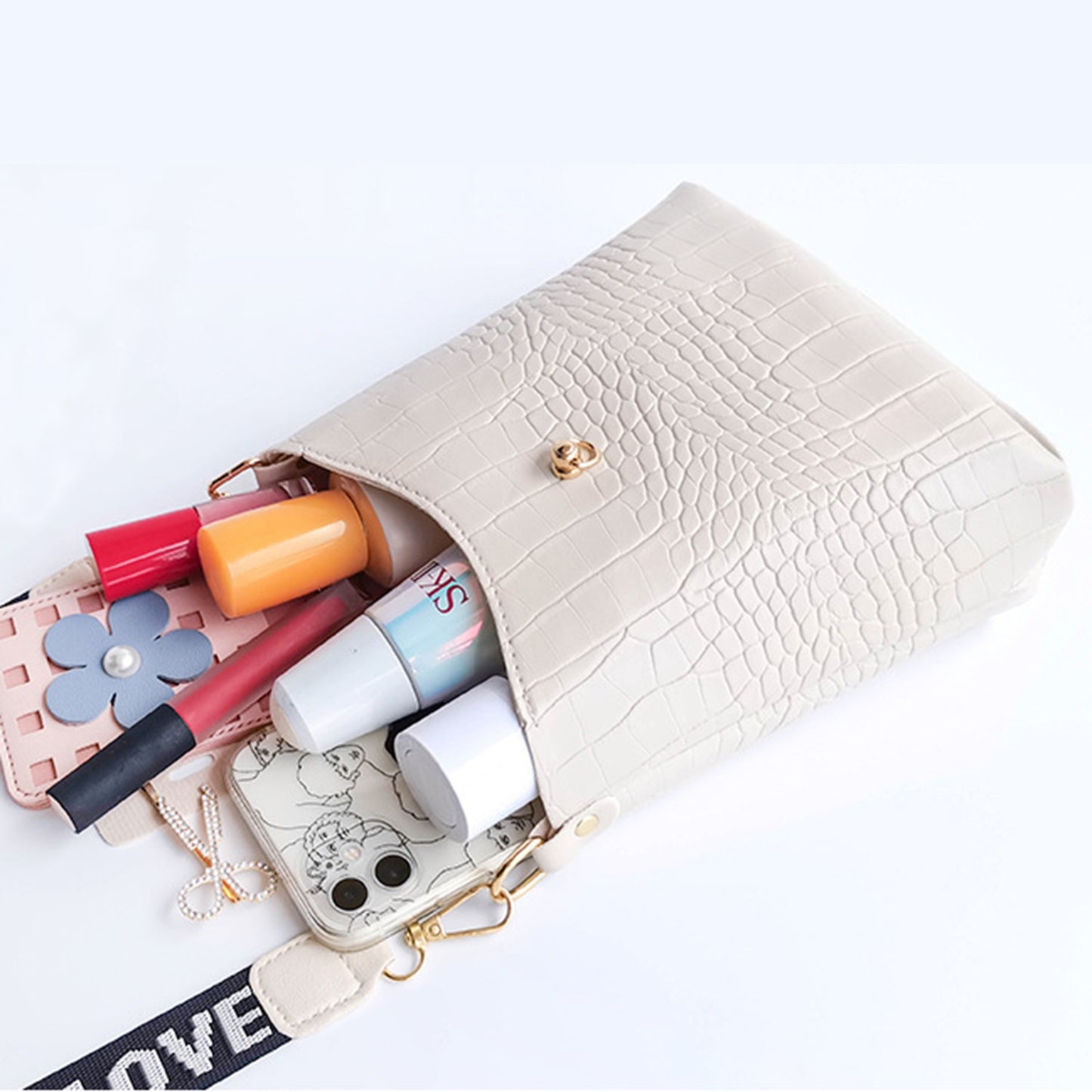 Crocodile Messenger Bags For Women Luxury High Quality Ladies Handbags Bucket Bag Pu Leather Crossbody Shoulder Bag Female