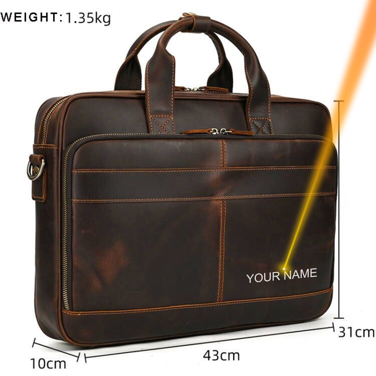 MAHEU Men Briefcase Genuine Leather Laptop Bag 15.6" PC Doctor Lawyer Computer Bag Cowhide Male Briefcase Cow Leather Men Bag