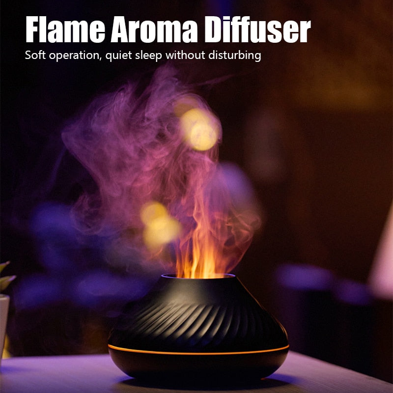Flame Aroma Diffuser Air Humidifier Home Ultrasonic Mist Maker Fogger Essential Oil Difusor With LED Color Flame Lamp Purifier
