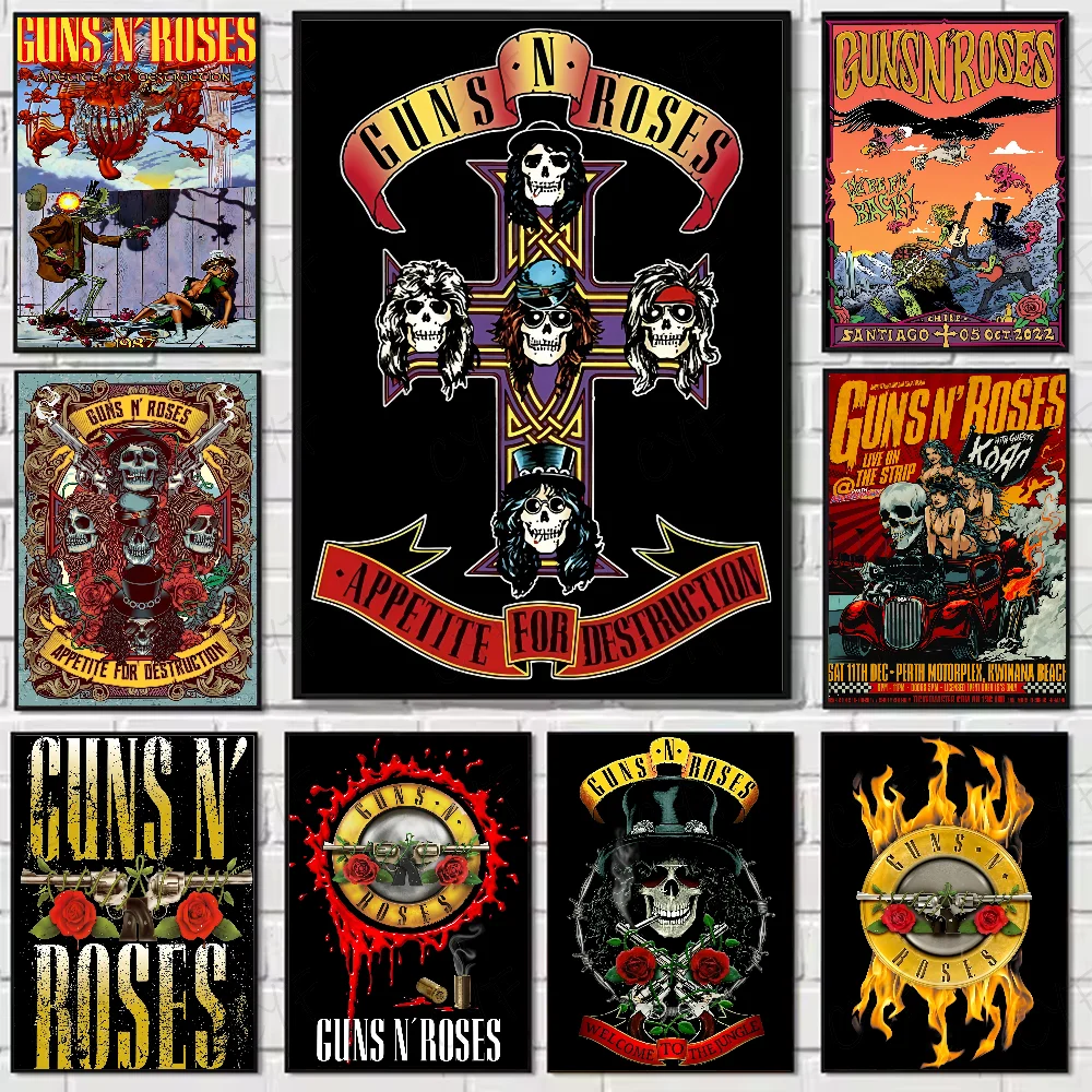 Cool Band G-Guns N Roses Poster Waterproof Wall Art High Quality Print Movie Posters For Living Bedroom Retro Room Decor Gift