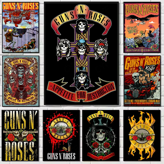 Cool Band G-Guns N Roses Poster Waterproof Wall Art High Quality Print Movie Posters For Living Bedroom Retro Room Decor Gift