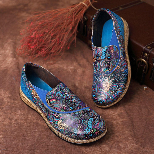 Ethnic Style Elastic Pumps Casual Large Size Slip-on Low-cut Vintage Flat Shoes