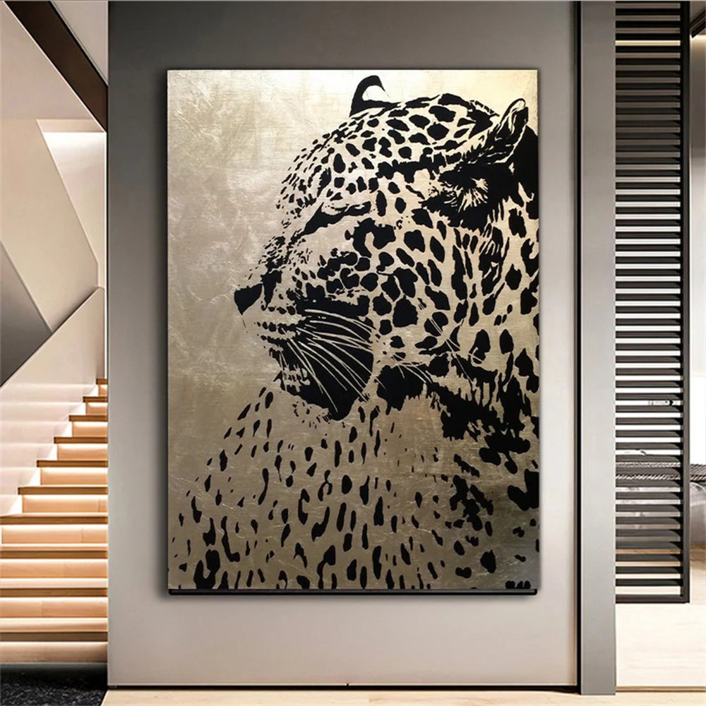 Abstract Leopard Canvas Painting Wall Art Wildlife Animal Poster