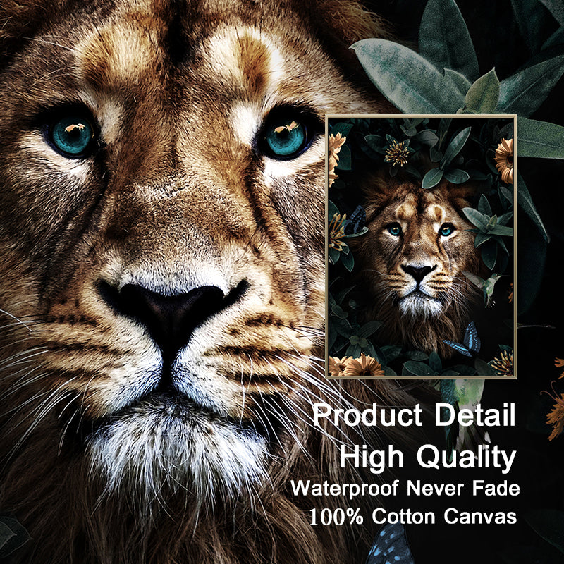 Abstract Wall Canvas Painting Animal Lion Tiger Bear Flowers Nordic Art