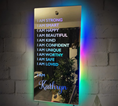 Personalized Name Mirror Light For Bedroom LED Light Up Mirror For Wall Custom Photo Christmas