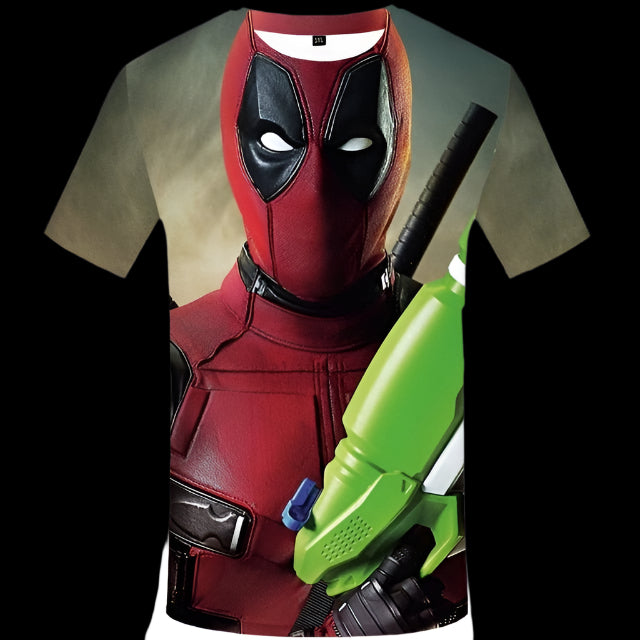 Badass Deadpool T shirt Men Blood T-shirts 3d Red Shirt Print War Anime Clothes Gothic Tshirt Printed-11