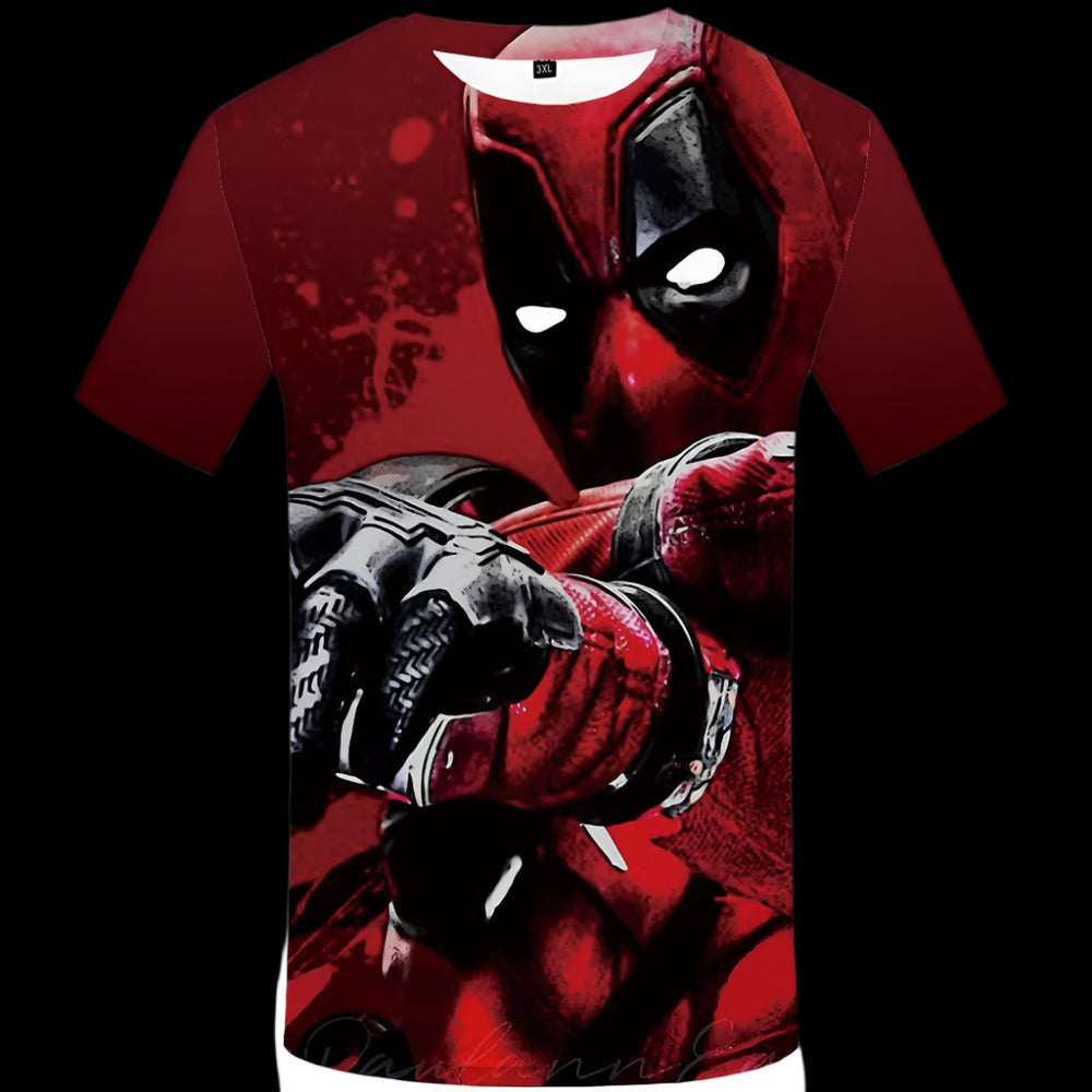 Badass Deadpool T shirt Men Blood T-shirts 3d Red Shirt Print War Anime Clothes Gothic Tshirt Printed-0