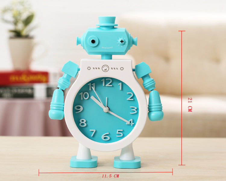 Creative Couple Robot Alarm Clock Stopwatch Student Bedroom Cartoon Clock Personality Battery Desk Clock
